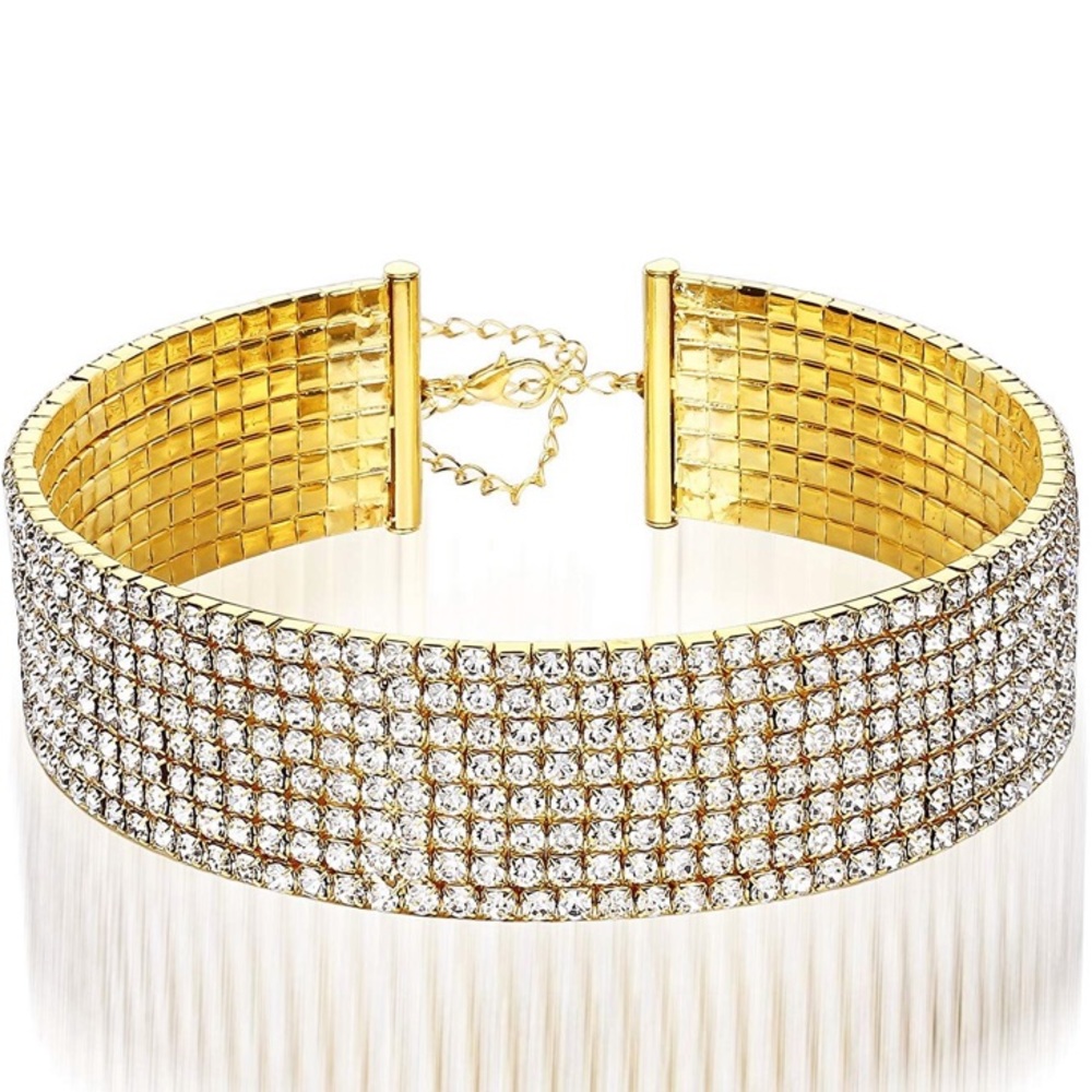 Gold Diamond Choker with 8 Rows